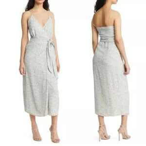 WAYF Electric Sleeveless Floral Wrap Midi Dress Light Blue Cottagecore sz Small